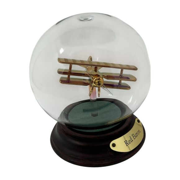 Vintage Mayflower Glass Sculpture Red Baron Airplane Globe Dome 4.5" Tall Decor - Picture 7 of 16